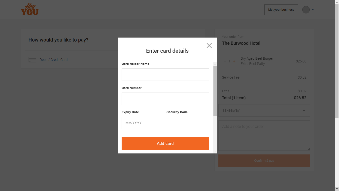 Payment Input Modal